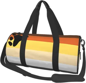 Bear Brotherhood Pride Flag Round Travel Duffel Bag Large Capacity Gym Sports Bags for Hiking Vacation Trips