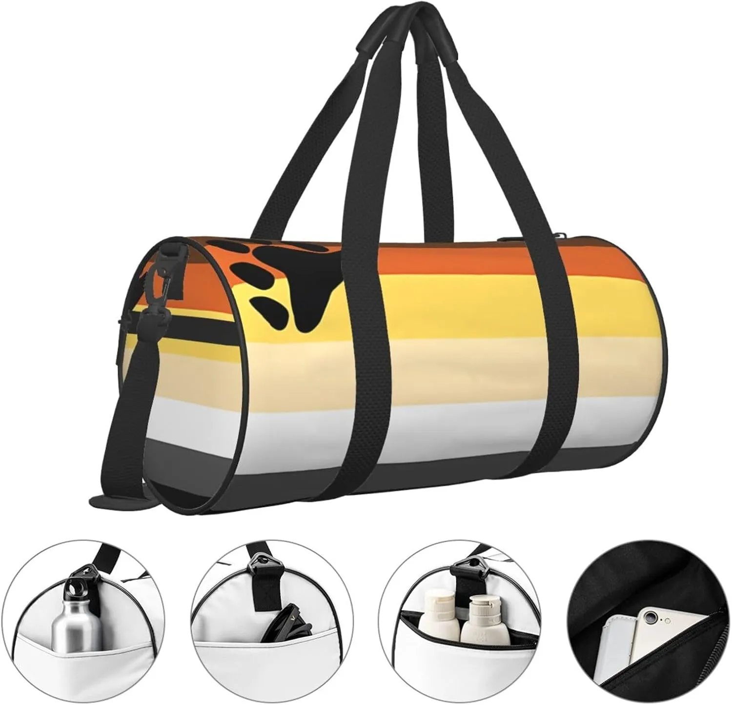 Bear Brotherhood Pride Flag Round Travel Duffel Bag Large Capacity Gym Sports Bags for Hiking Vacation Trips