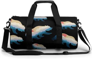 Bear Nature Mountain Small Gym Bag for Men Women Swim Dance Travel Tote Duffle Bags with Shoulder Strap, style