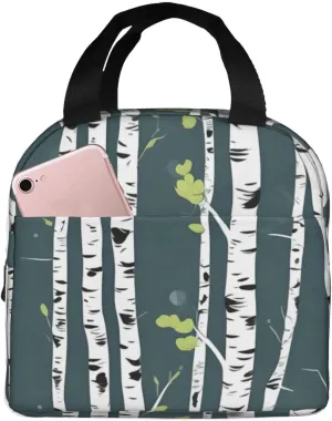 Beauty Birch Tree Print Lunch Tote Bag Adult Insulated Tote Bags Work Travel Outdoor Daily Use