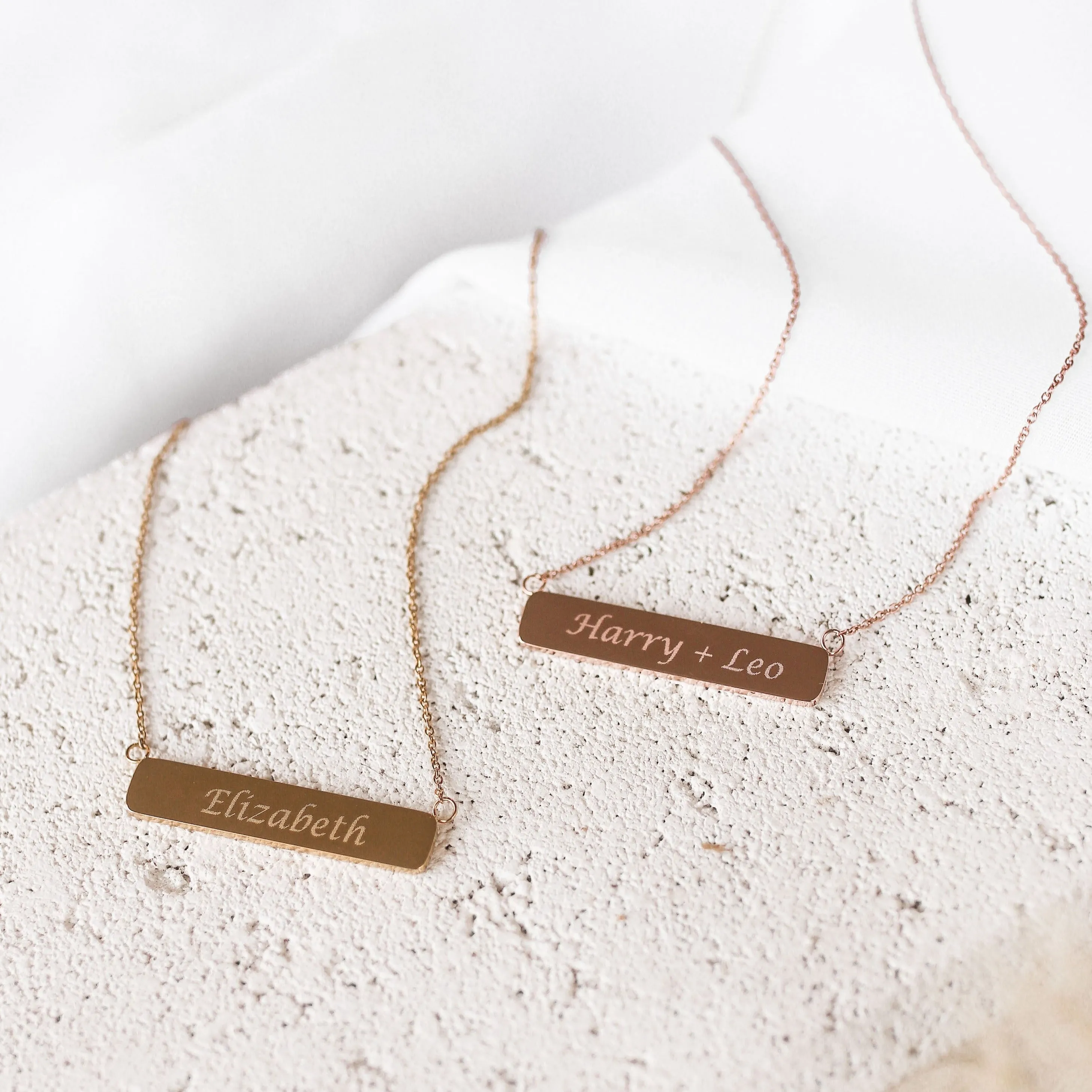 Becka - Stainless Steel Engraved Bar Necklace