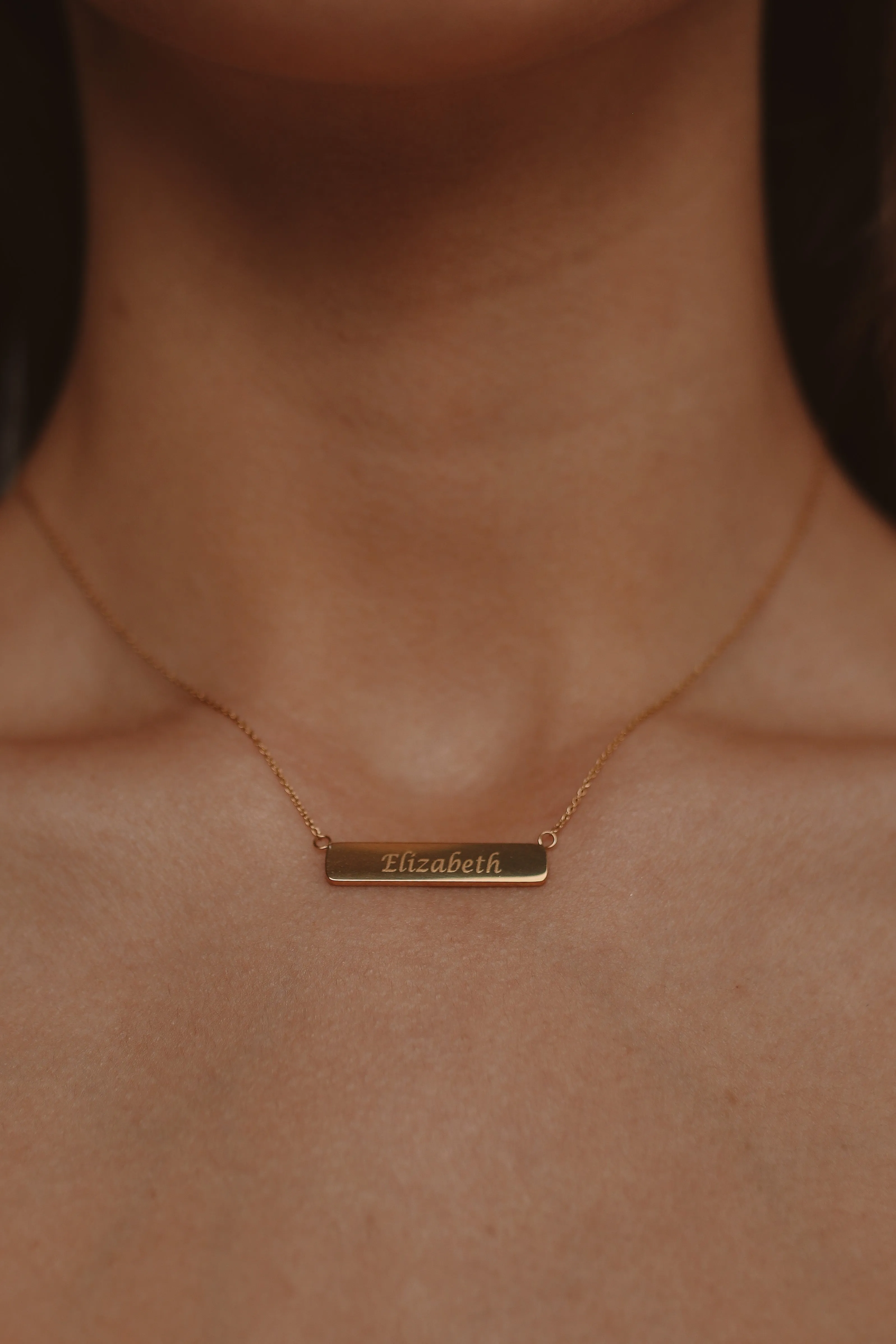 Becka - Stainless Steel Engraved Bar Necklace