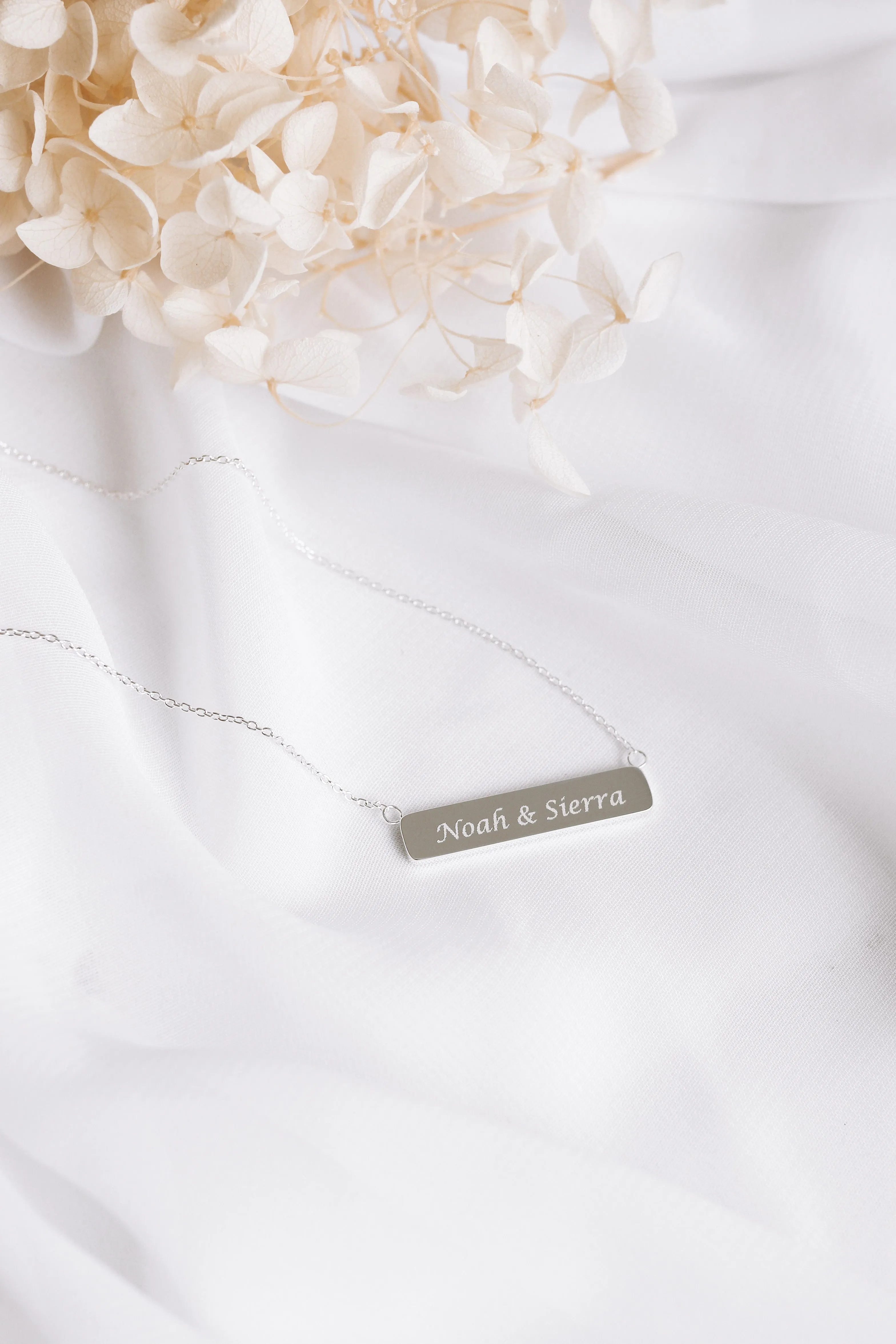 Becka - Stainless Steel Engraved Bar Necklace