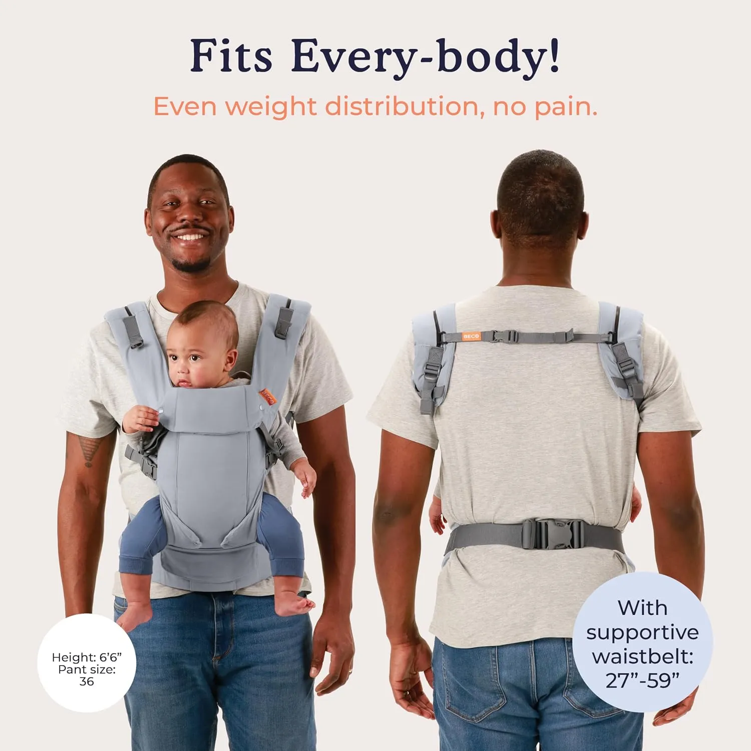 Beco Baby Carrier Gemini Newborn to Toddler-Front, Back and Hip Seat Carrier,Baby Carrier Backpack & Baby Front Carrier with Adjustable Seat,Ergonomic Baby Holder 7-35lbs (Grey)