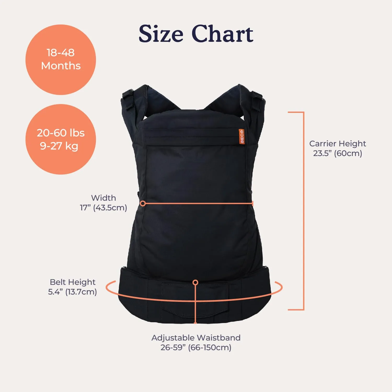 Beco Toddler Carrier with Extra Wide Seat, Toddler Carrying Backpack Style and Front-Carry, Lightweight & Breathable Child Carrier, Toddler Sling Carrier 20-60 lbs (Ecru)