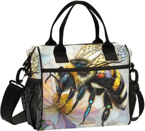 Bees Collecting Nectar Large Lunch Box for Men Women Adults Insulated Lunch Bag Cooler Bag with Adjustable Shoulder Strap for Work Picnic Travel1475