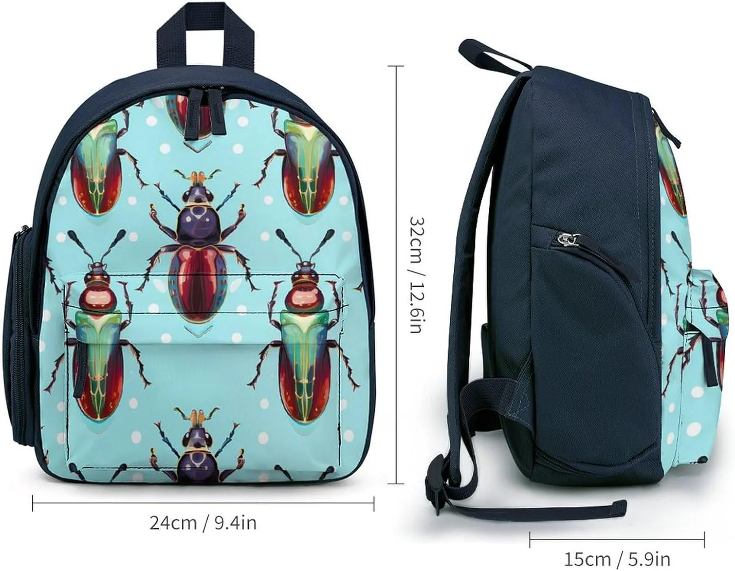 Beetles and Insects Funny Backpack Small Casual Daypack Purse Travel Bag with Adjustable Strap Cute Print