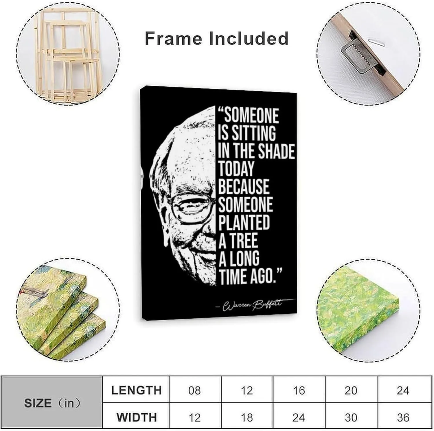 Berkshire Hathaway Chairman Warren Edward Buffett Art Quotes Poster 4 Canvas Art Wall Poster Printing Office Bedroom Aesthetic Poster Living Room12x18inch(30x45cm) Frame-style