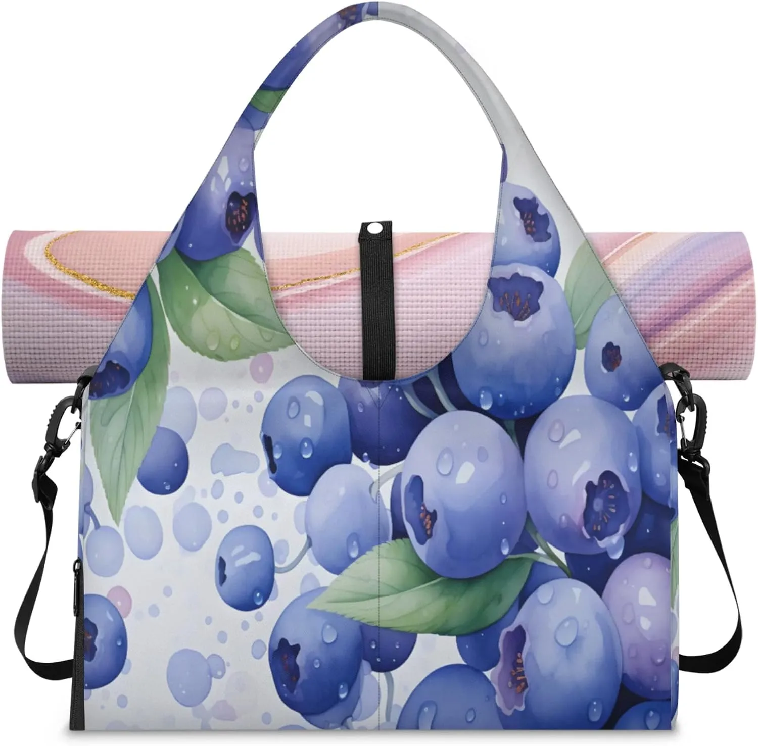 Berry Juiciness Waterproof Gym Bag for Men Women, Sports Duffel Bag with Shoe Compartment Yoga Mat Holder, Portable Large Travel Bag for Fitness, Camping, Weekend Trips