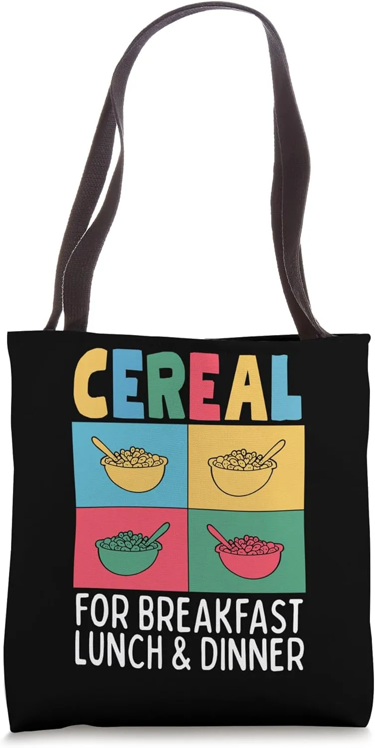 Best Retro Cereal For Men Women Kids Food Lovers Breakfast Tote Bag
