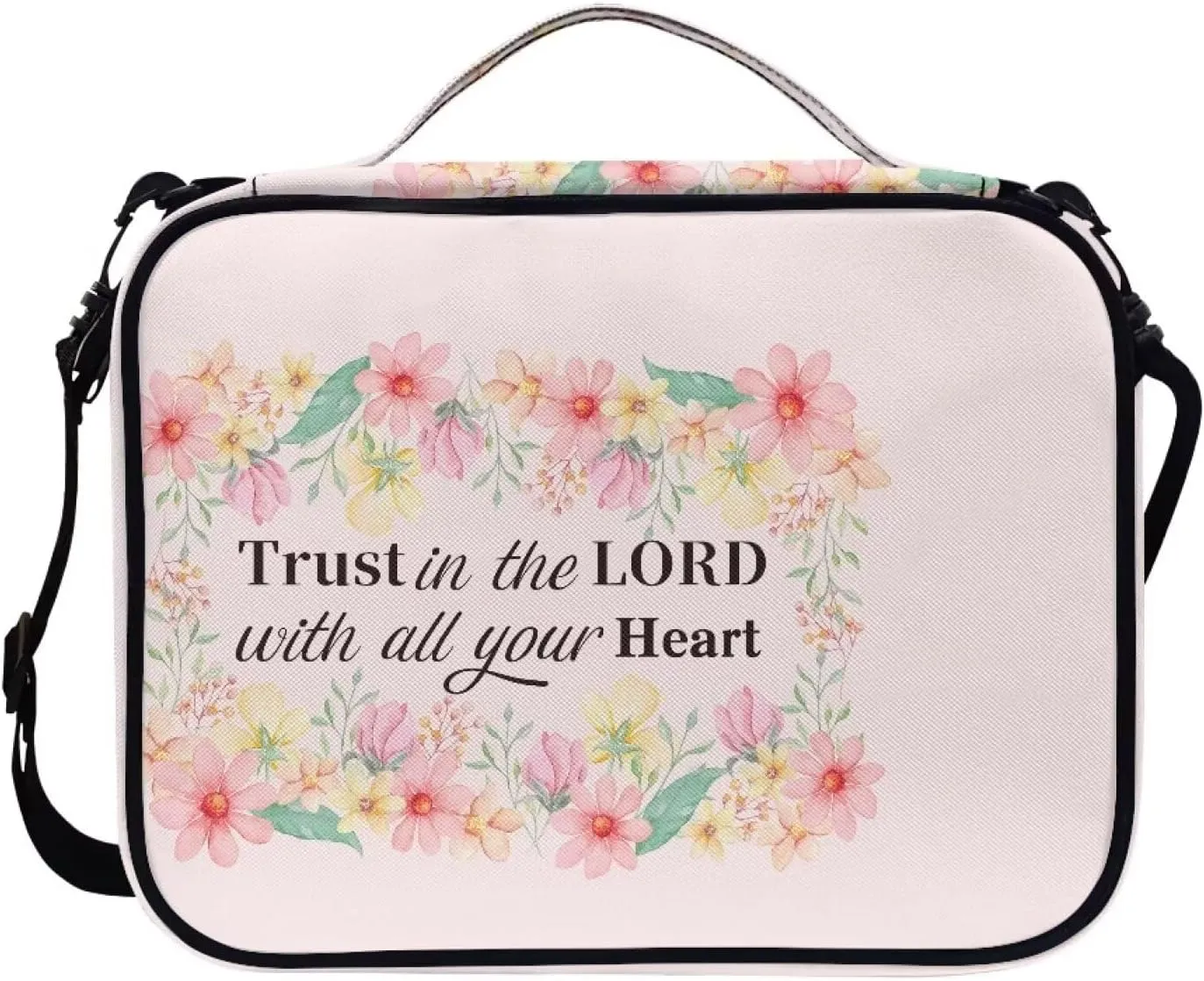 Bible Cover Crossbody Bible Bag for Women Girls Pink Verse Portable Carrying Case with Adjustable Strap Waterproof Bible Tote Bag Lightweight Travel Work Accessory