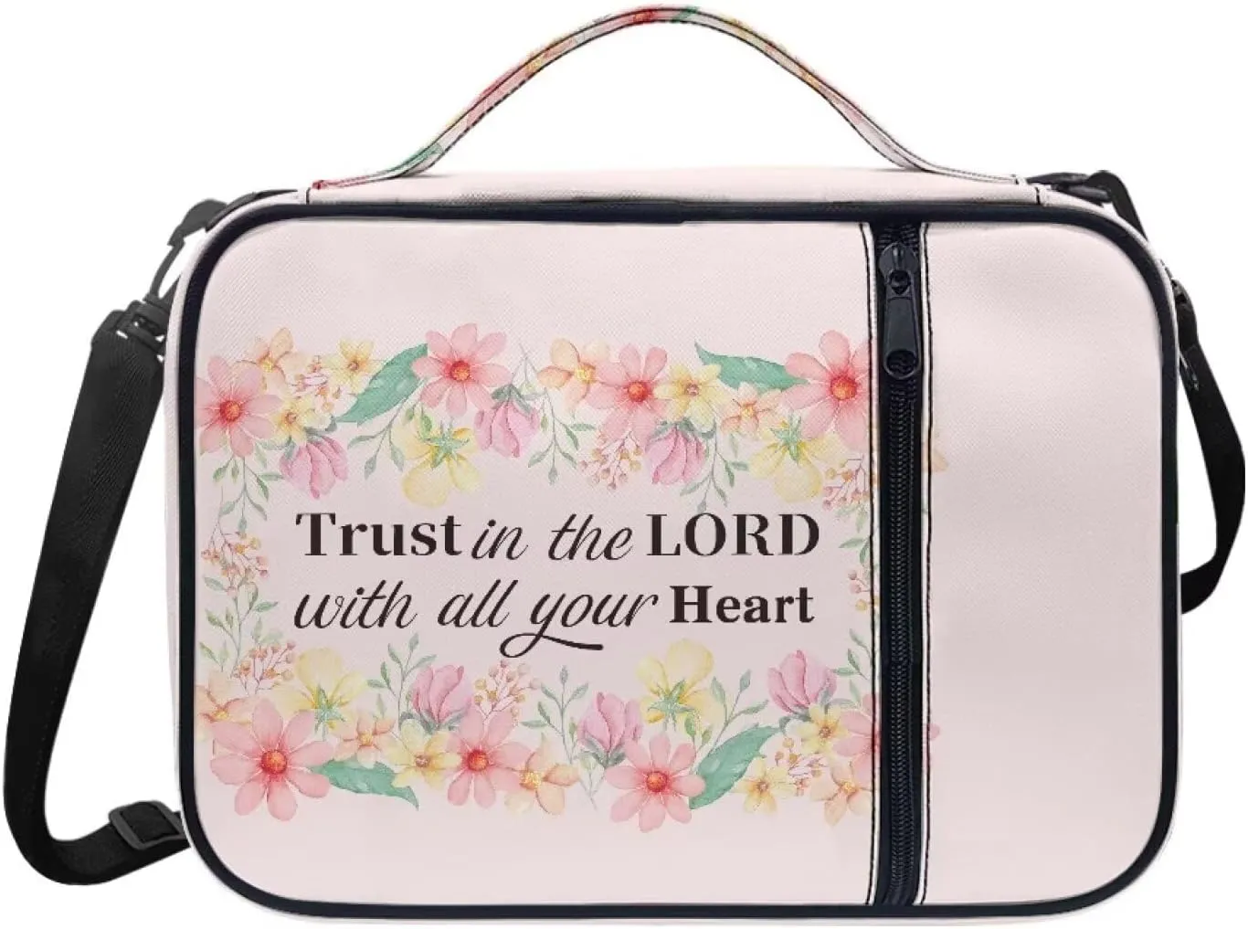 Bible Cover Crossbody Bible Bag for Women Girls Pink Verse Portable Carrying Case with Adjustable Strap Waterproof Bible Tote Bag Lightweight Travel Work Accessory