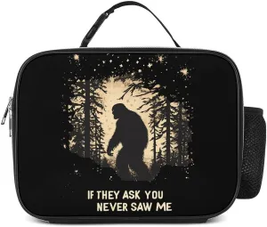 Bigfoot If They Ask You Never Saw Me Lunch Bag for Women Cooler Bags Tote Meal Box with Side Pocket Large Detachable