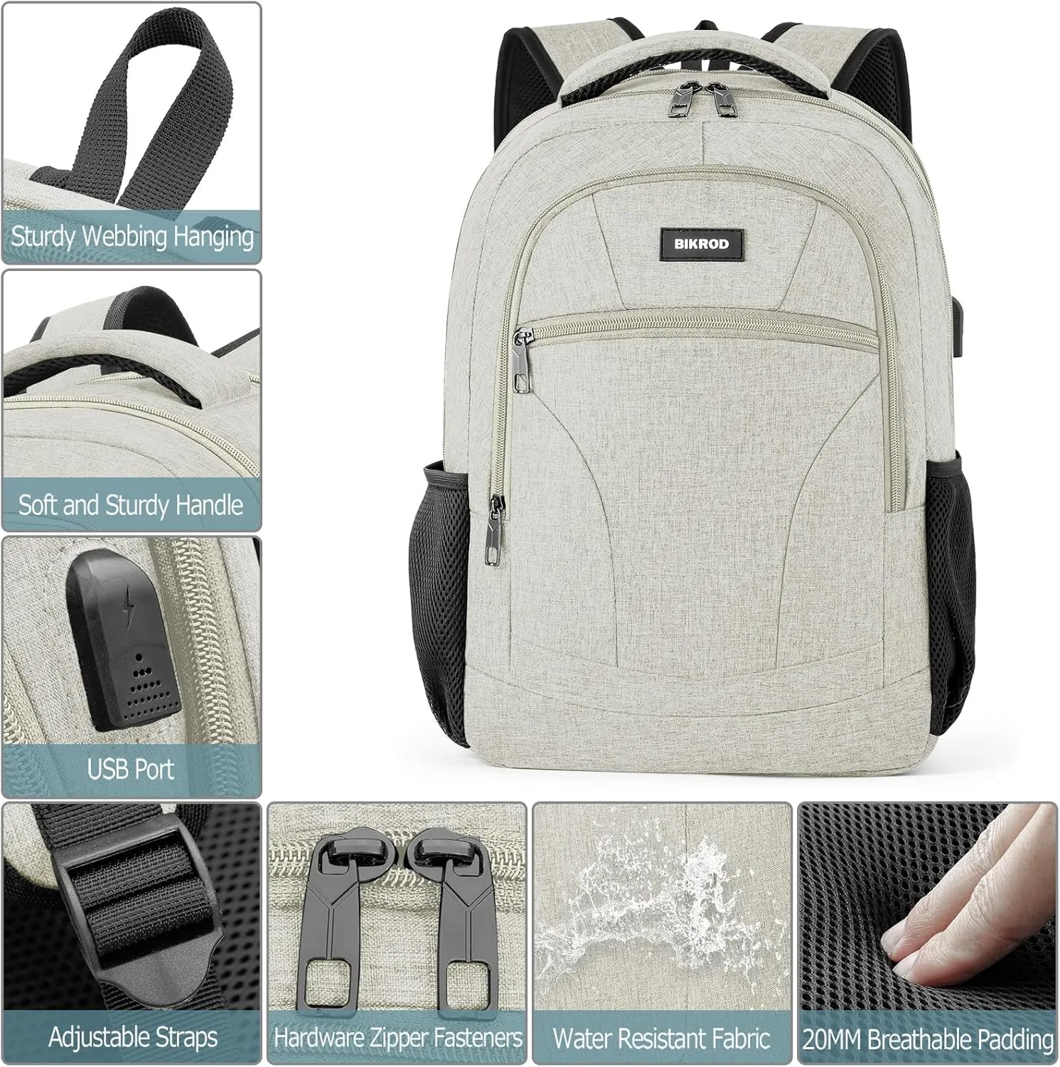 BIKROD Backpack for Boys Men, School Backpack for Teens Girls, Lightweight Casual High School Bookbag, Daily-use Travel Laptop Backpack with USB Charging Port Fits 15.6 Inch Notebook