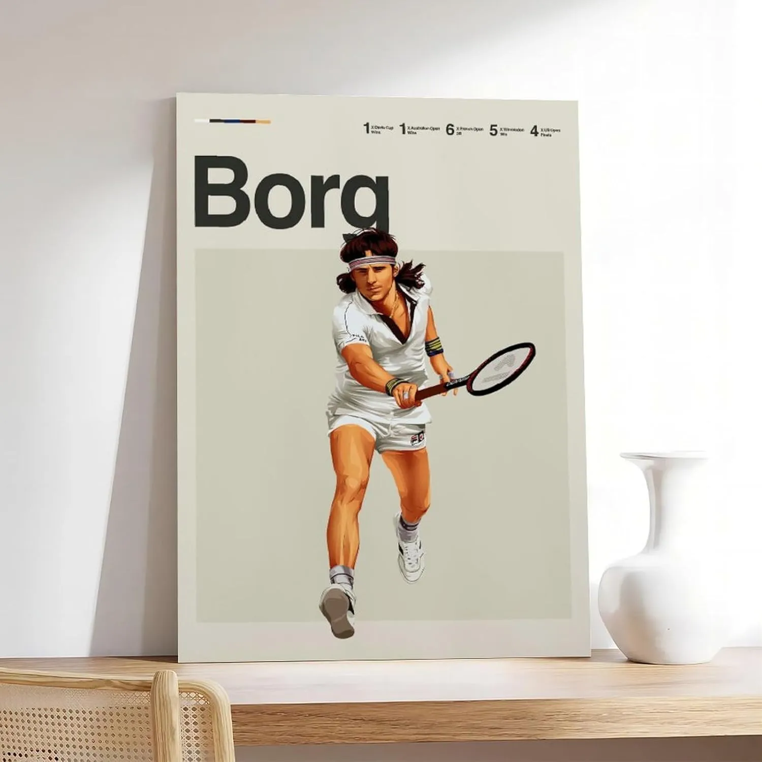 Bjorn Borg Poster Tennis Picture Canvas Poster Wall Art Decor Print Picture Paintings for Living Room Bedroom Decoration Unframe:16x24inch(40x60cm)