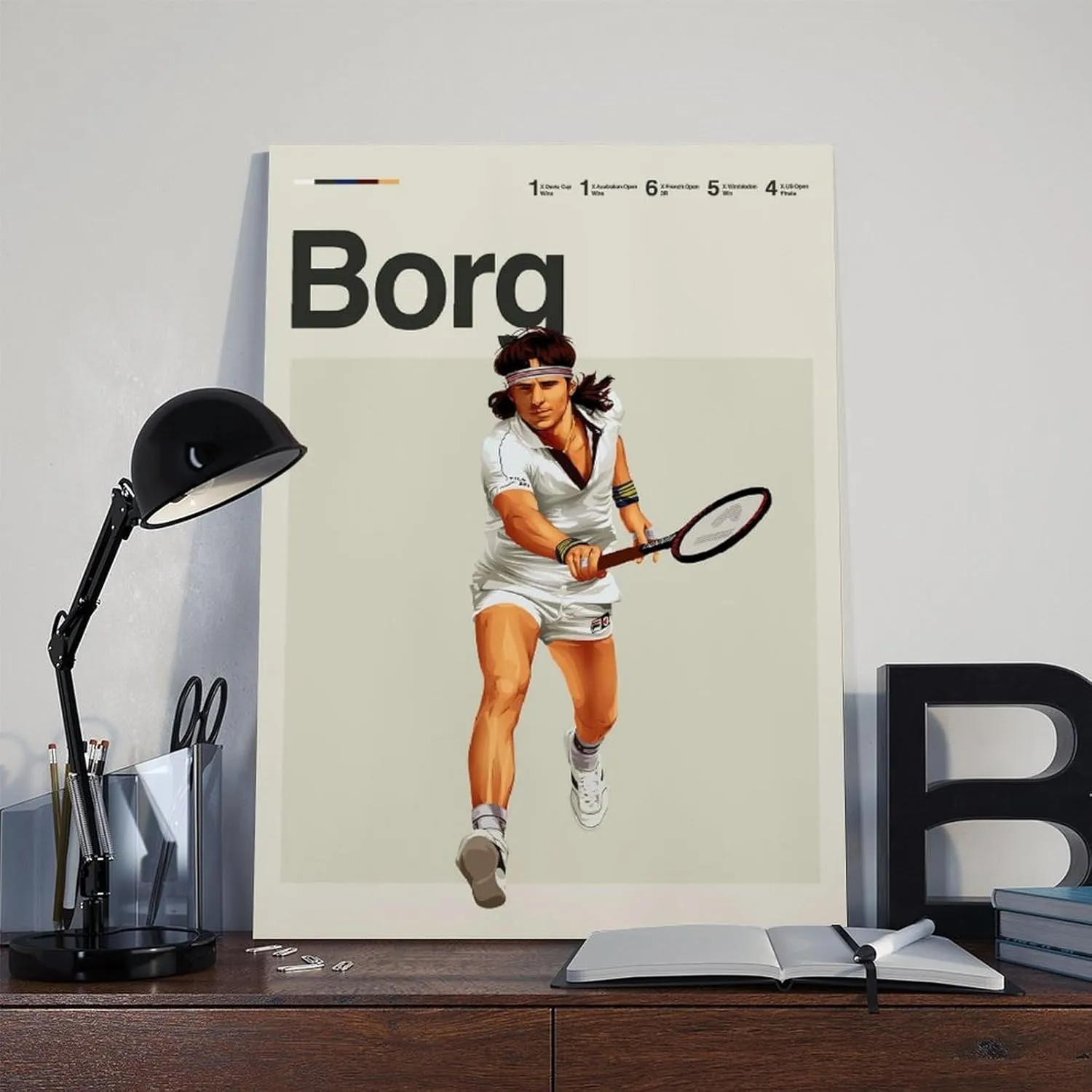 Bjorn Borg Poster Tennis Picture Canvas Poster Wall Art Decor Print Picture Paintings for Living Room Bedroom Decoration Unframe:16x24inch(40x60cm)