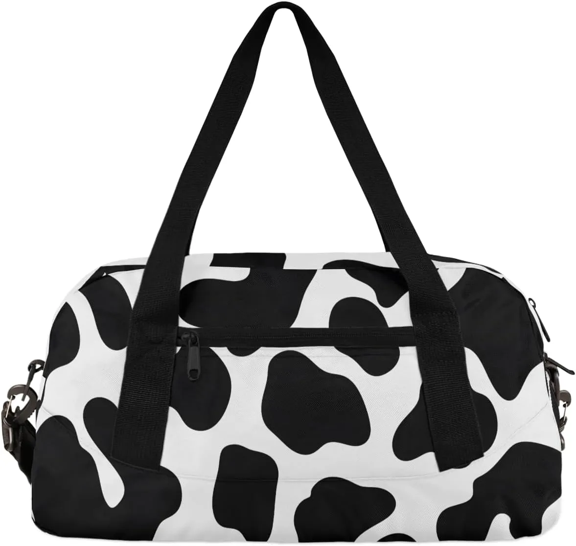 Black ans White Cow Kids Duffle Bag Boys Girls Small Sport Dance Gym Bag for Overnight Travel Weekender Carry On