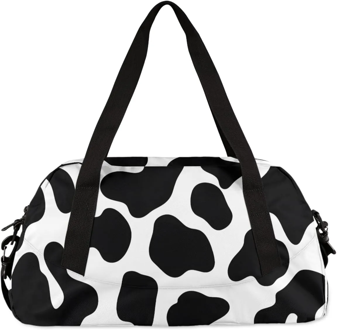 Black ans White Cow Kids Duffle Bag Boys Girls Small Sport Dance Gym Bag for Overnight Travel Weekender Carry On