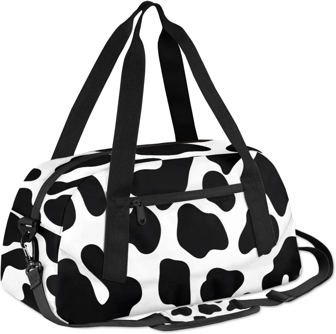 Black ans White Cow Kids Duffle Bag Boys Girls Small Sport Dance Gym Bag for Overnight Travel Weekender Carry On