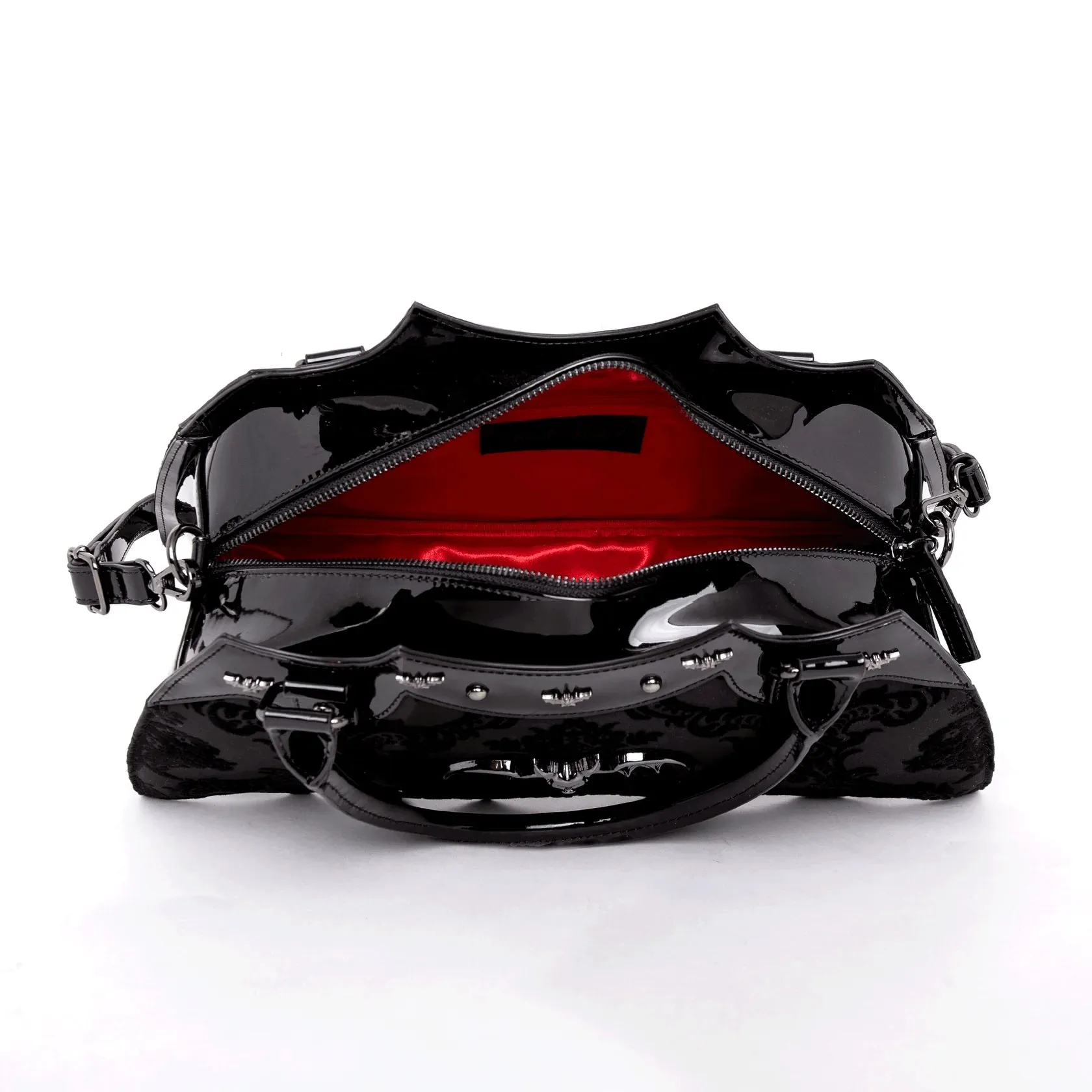Black Damask Bat Handbag