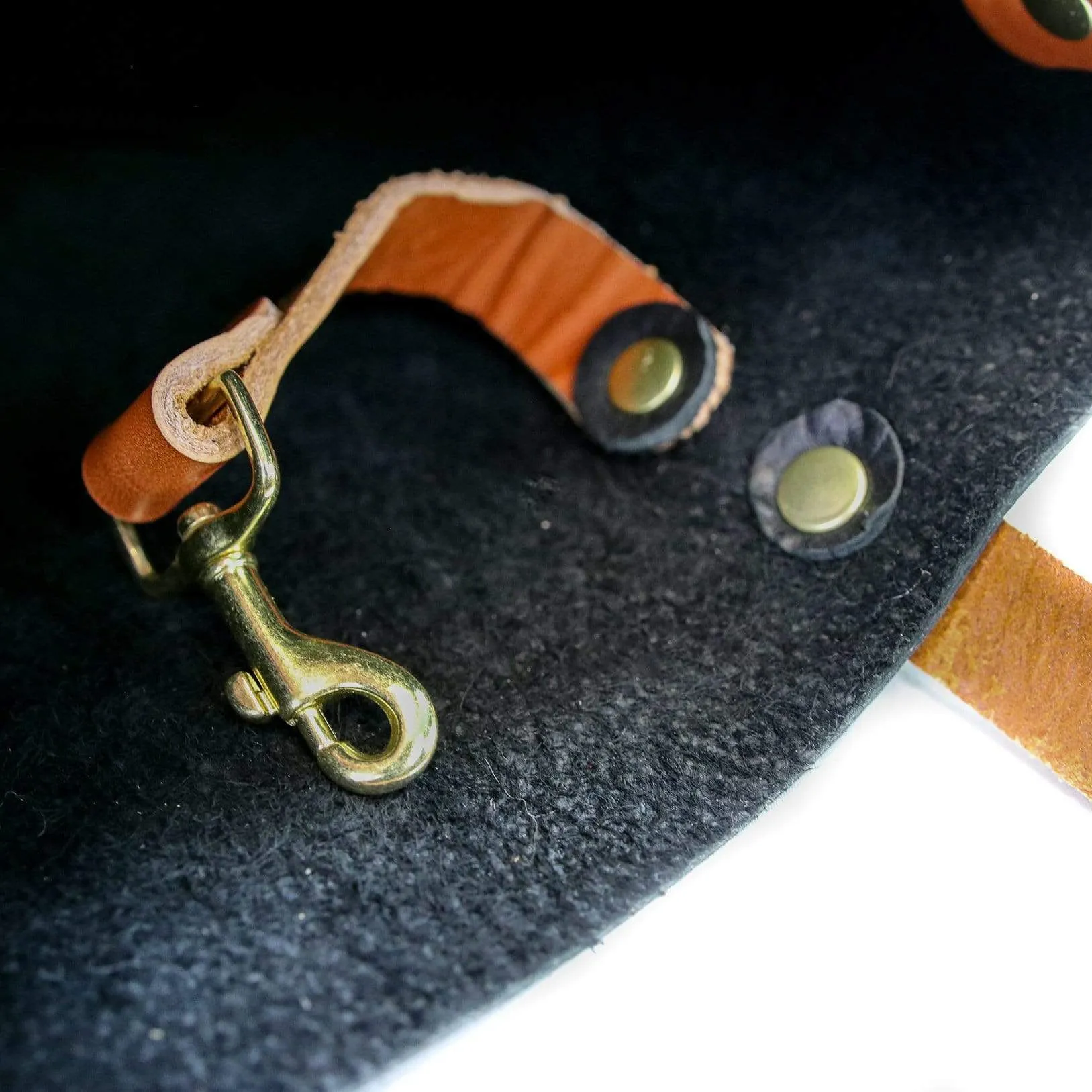 Black Leather Crossbody with Tan Leather Handles