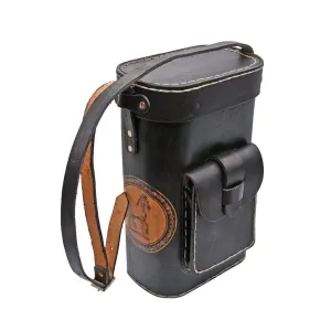 Black Leather Yerba Mate Carry Duffel Bag (14.4" x 8.8" x 8.8")