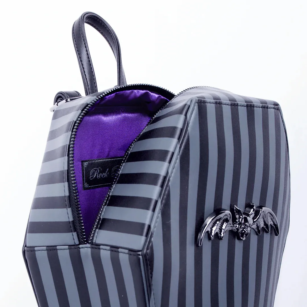 Black/Gray Striped Coffin Backpack