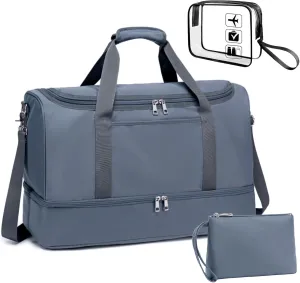BLUBOON Weekender Overnight Duffel Bag with Shoes Compartment for Women Men Canvas Weekend Travel Tote Carry On Bag