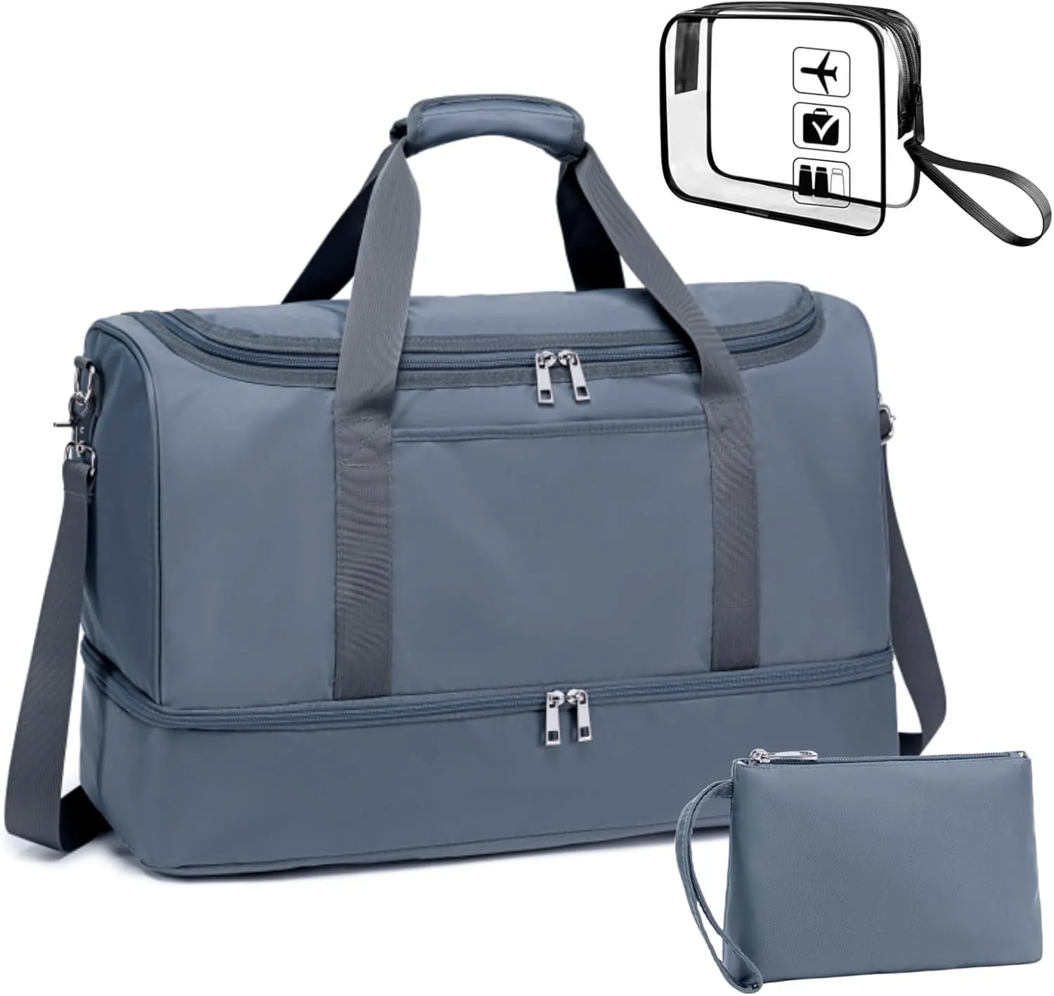 BLUBOON Weekender Overnight Duffel Bag with Shoes Compartment for Women Men Canvas Weekend Travel Tote Carry On Bag