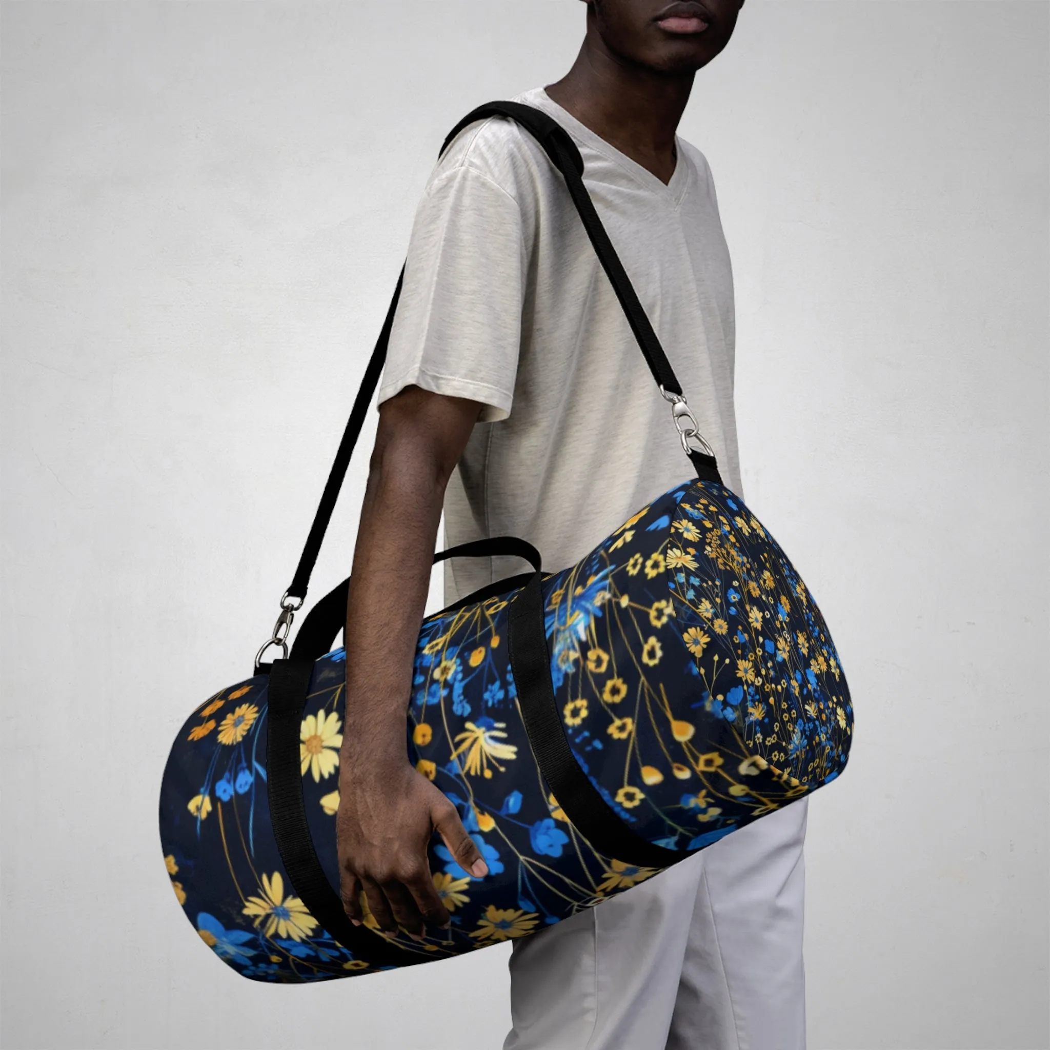 Blue & Gold Wild Flowers 2 Duffel Bag