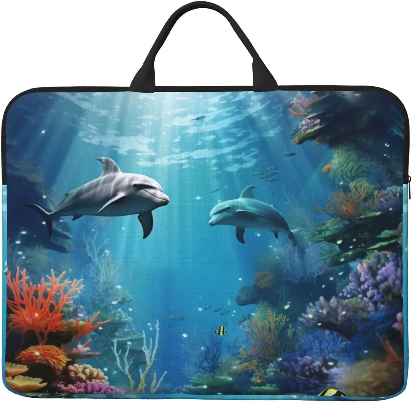 Blue Ocean Underwater Fish Laptop Case Sleeve 14" Laptop Bag Shockproof Computer Carrying Cover Protective Notebook Case
