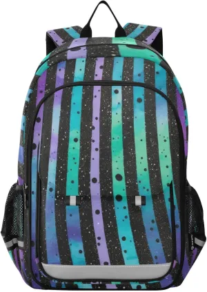 Blue Purple Stripe Print Backpack for Boys Middle-School Elementary Bookbags 20325552