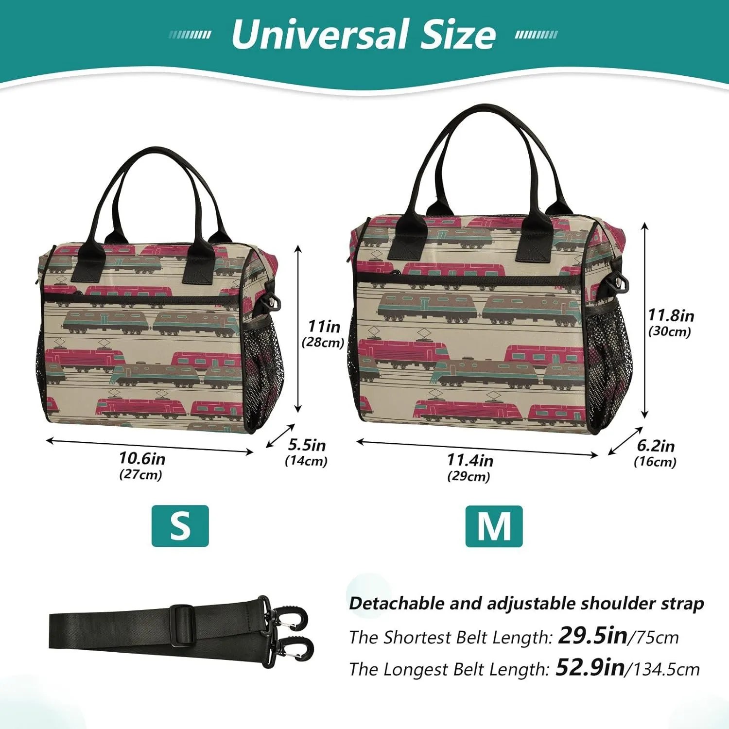Boccsty Stylized Trains Railway Junction Kids Reusable Lunch Box Boys Girls Insulated Lunch Bag Women Men Cooler Tote Bag Organizer Meal Prep for School Office Picnic S