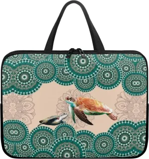 Boho Mandala Turtle Print Laptop Sleeve Case for Work Study Waterproof Travel Laptop Bag with Handle Computer Protector Carrying Briefcase Compatible 10-17inch Tablet, 17inch