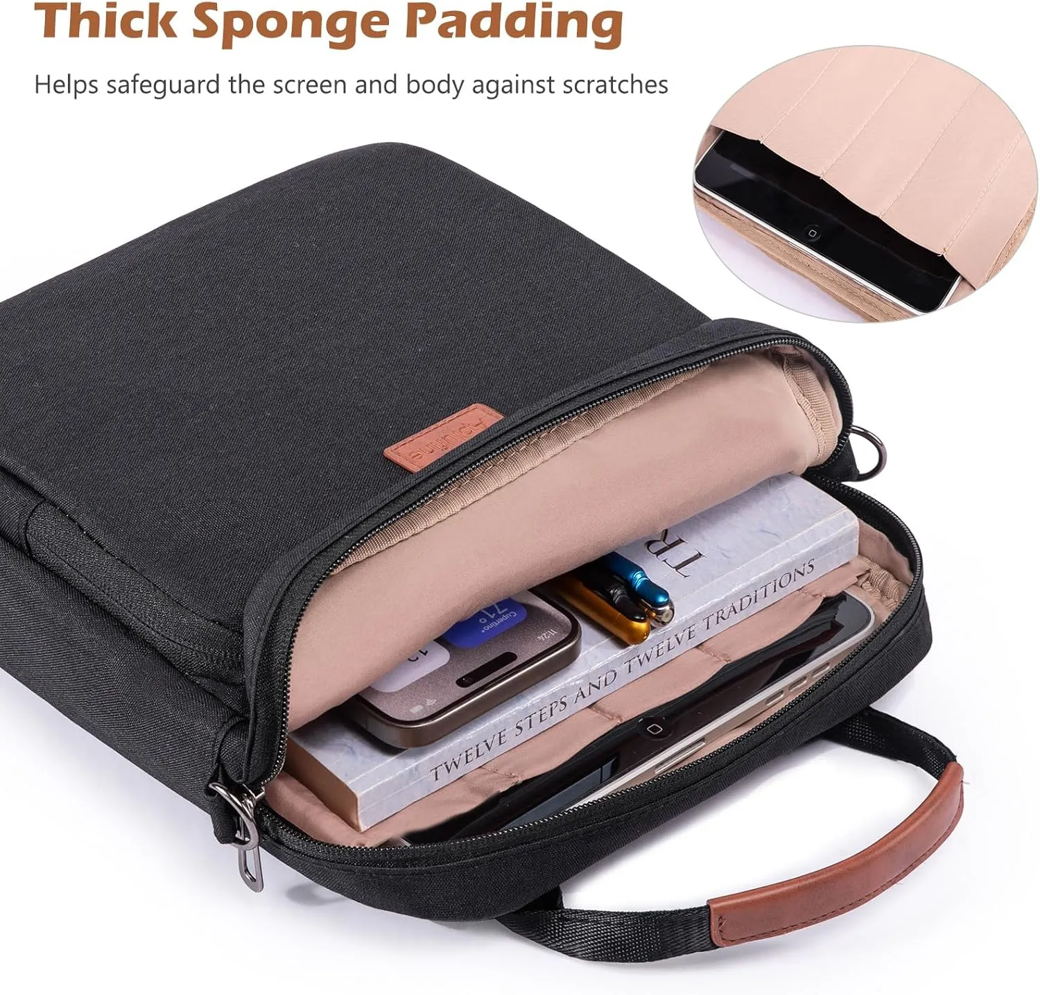 Book Carrying Bag with Shoulder Strap - Sturdy Book Sleeve with Zipper for Book Lovers - Book Bag for Study Suppliers- Book Cover for Paperback -Book Pouch -Book Carrier - Book Protector Case