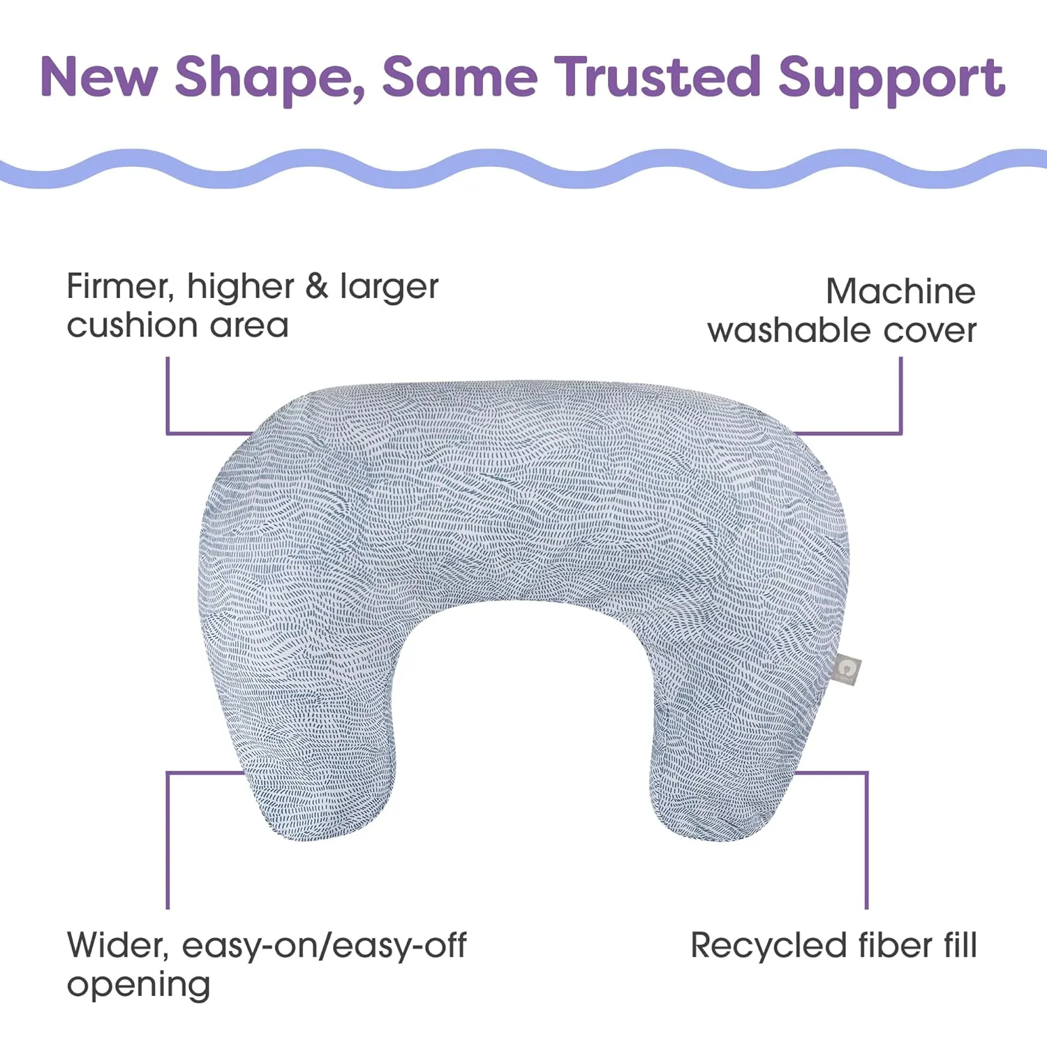 Boppy Nursing Pillow, Blue Speckled Current, Larger, More Supportive Pillow for Breastfeeding and Bottle Feeding; Firmer Fill, Higher Lift, Larger Area Than Original Nursing Pillow; JPMA Certified