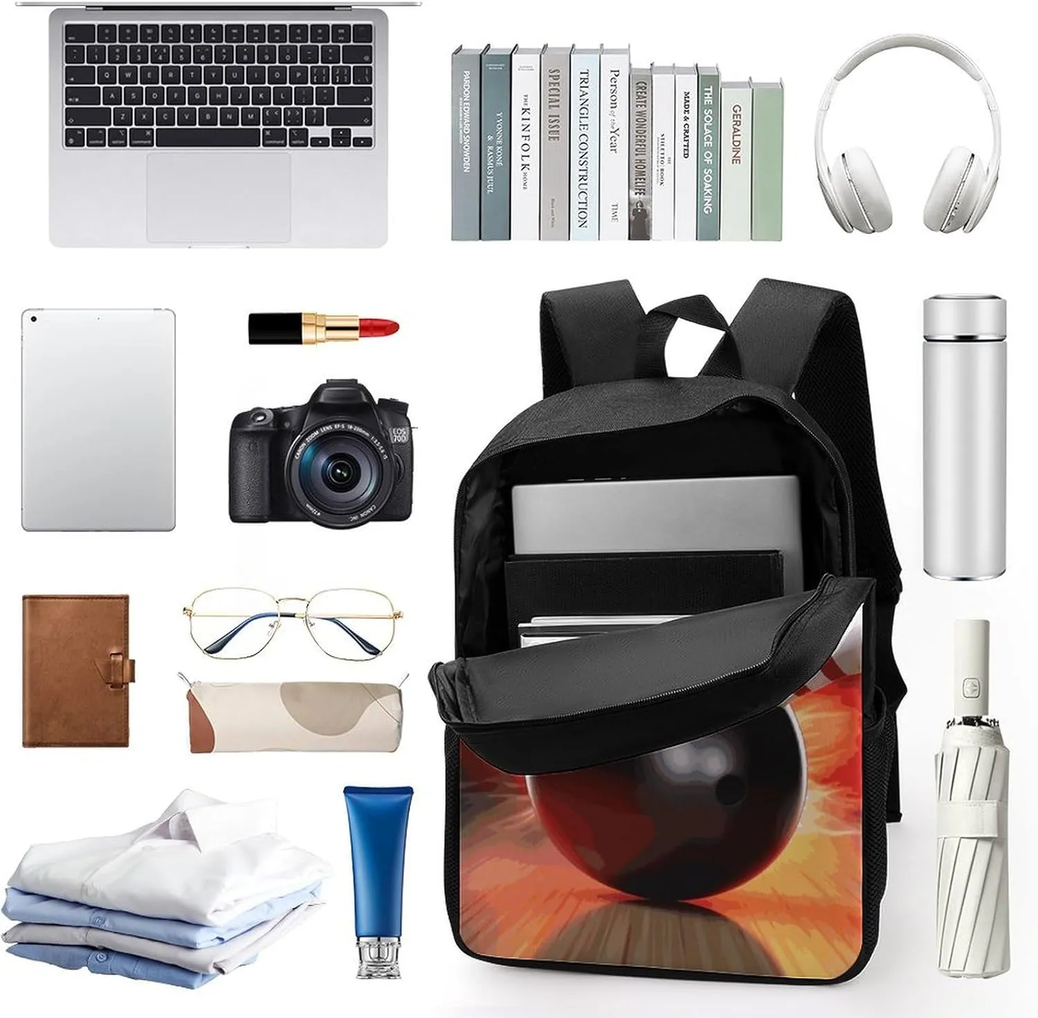 Bowling Ball Backpack, Laptop Backpack for Men, 17 Inch Travel Hiking Daypack, Casual Backpack
