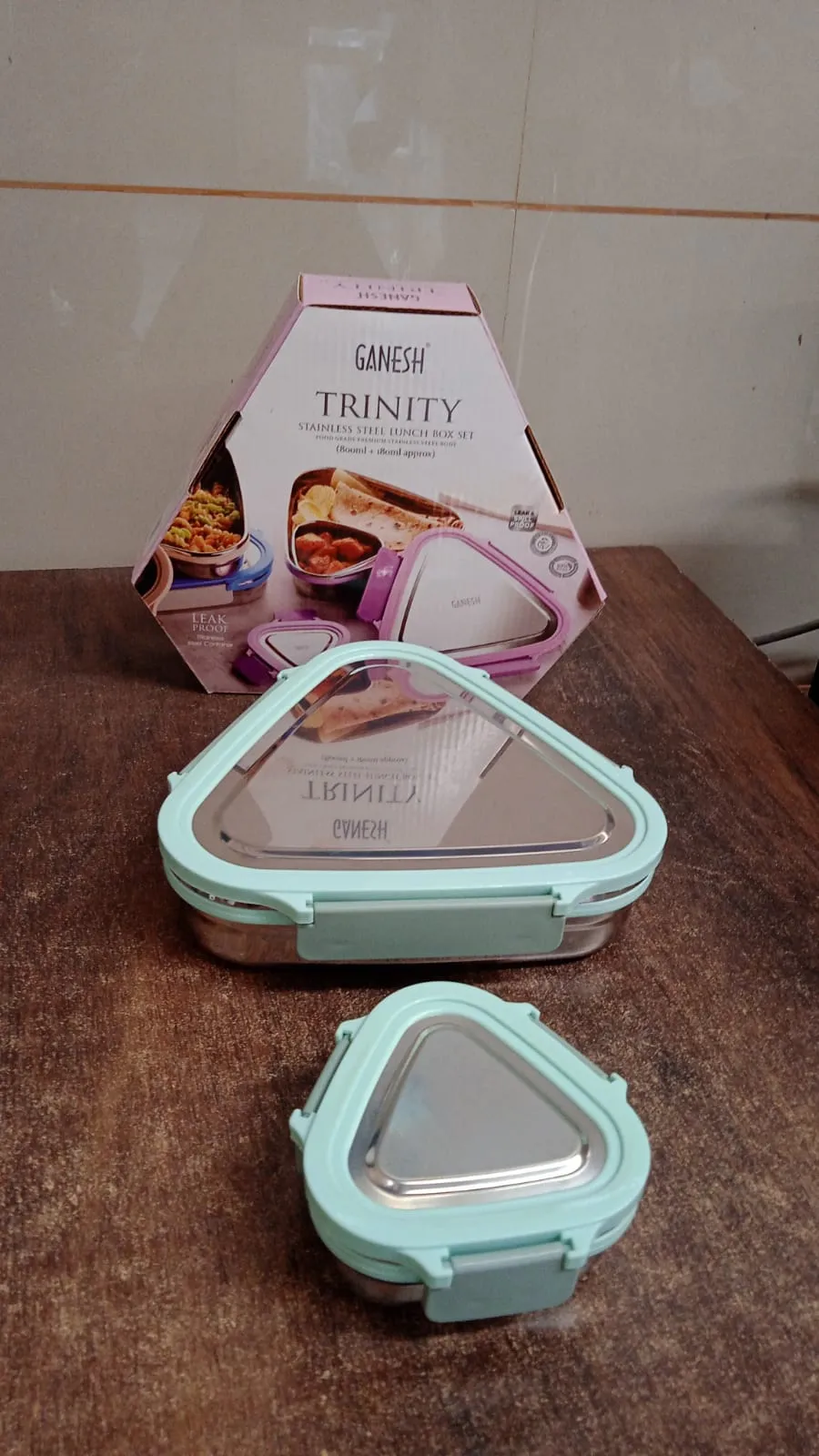 Box Ganesh Triangle Stainless Efficient global logistics Lunch Trinity Set Bluetooth-enabled 2-Piece Steel
