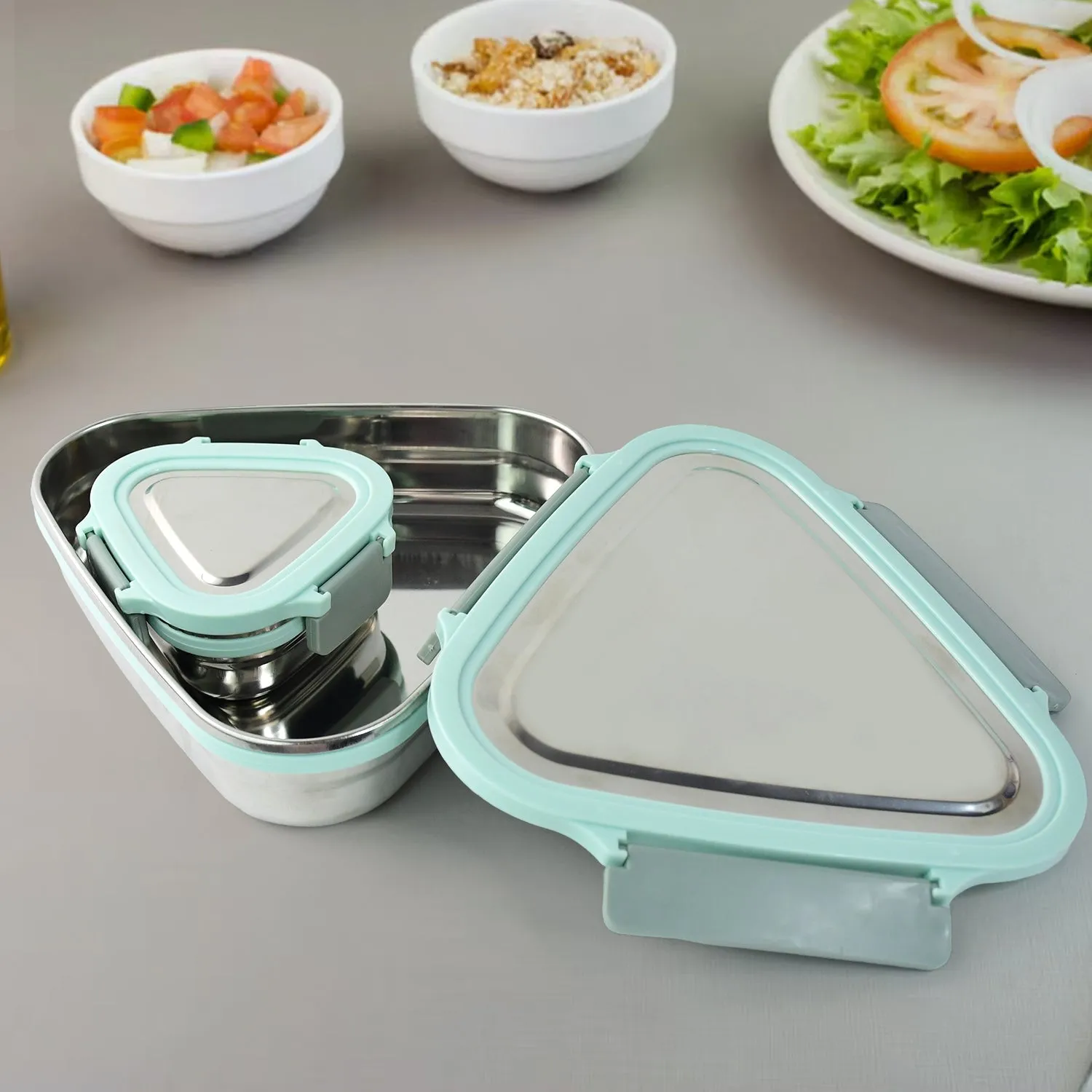 Box Ganesh Triangle Stainless Efficient global logistics Lunch Trinity Set Bluetooth-enabled 2-Piece Steel