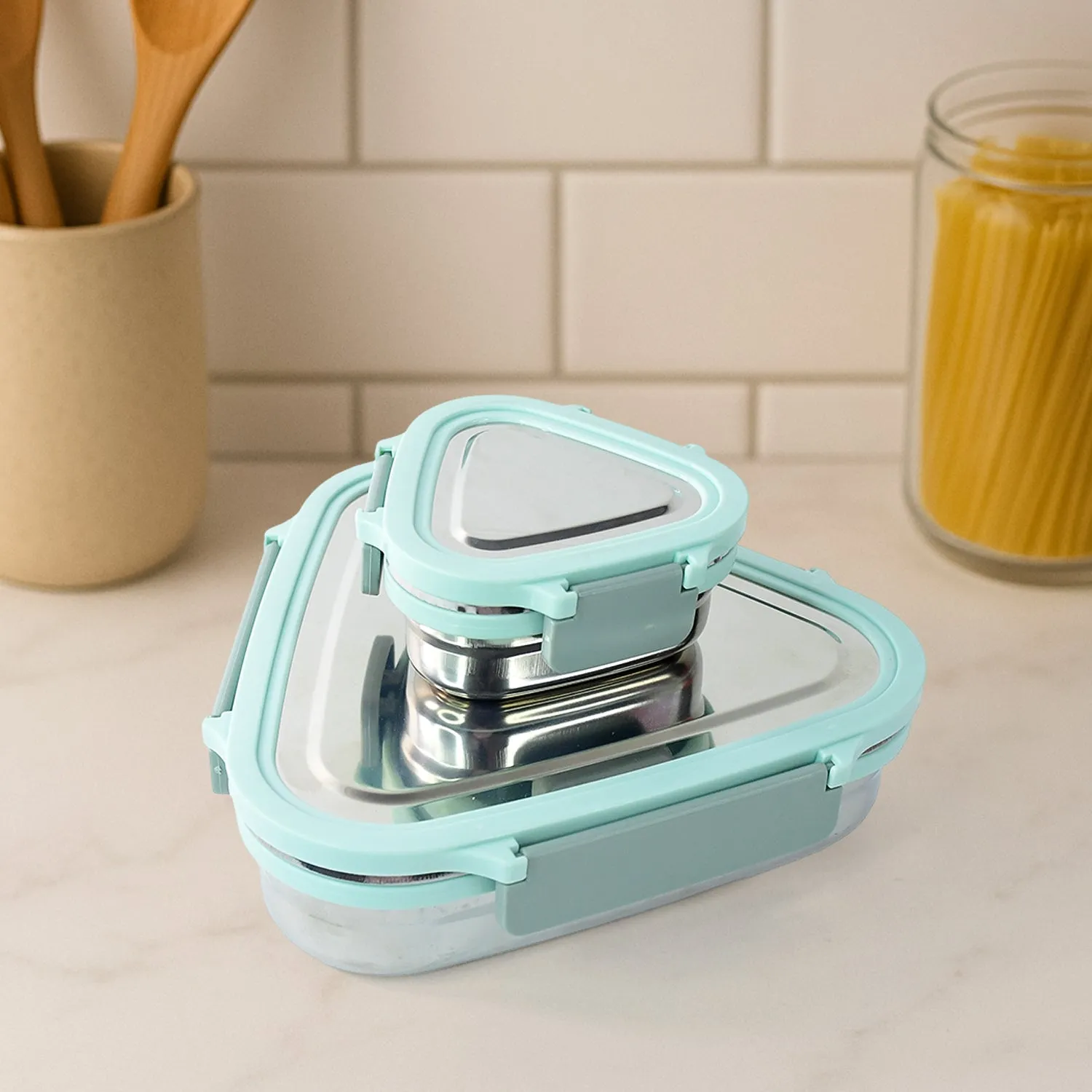Box Ganesh Triangle Stainless Efficient global logistics Lunch Trinity Set Bluetooth-enabled 2-Piece Steel