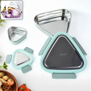 Box Ganesh Triangle Stainless Efficient global logistics Lunch Trinity Set Bluetooth-enabled 2-Piece Steel