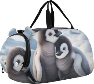 Boys Carry on Duffel Bag Cute Penguin Overnight Weekender Duffel Girls Duffle Bags for Travel Dance Duffle Bag