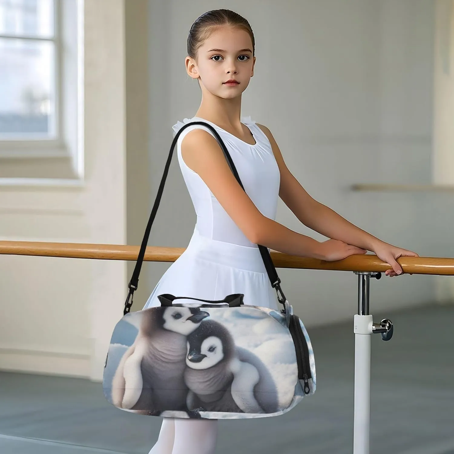 Boys Carry on Duffel Bag Cute Penguin Overnight Weekender Duffel Girls Duffle Bags for Travel Dance Duffle Bag