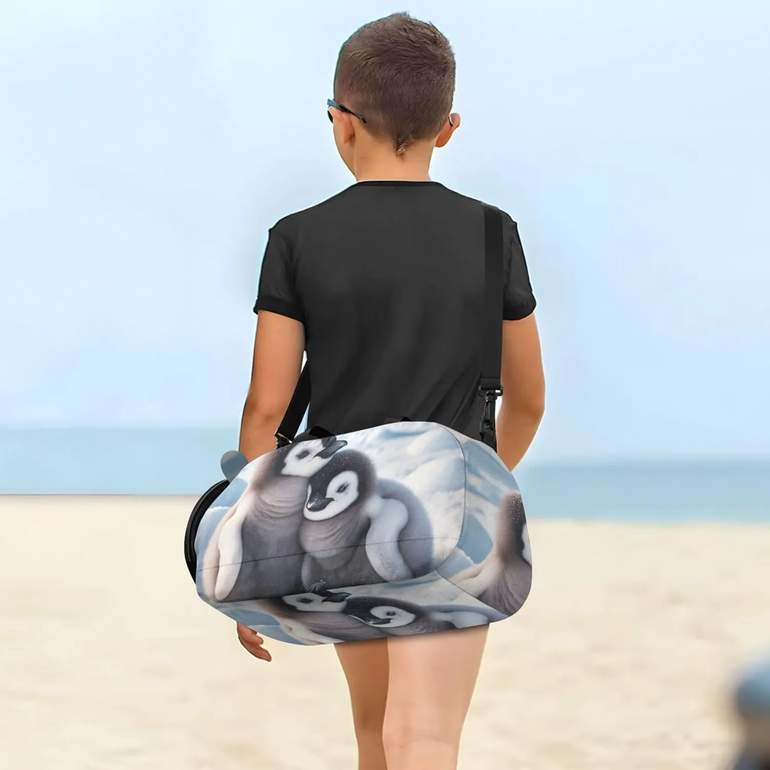 Boys Carry on Duffel Bag Cute Penguin Overnight Weekender Duffel Girls Duffle Bags for Travel Dance Duffle Bag