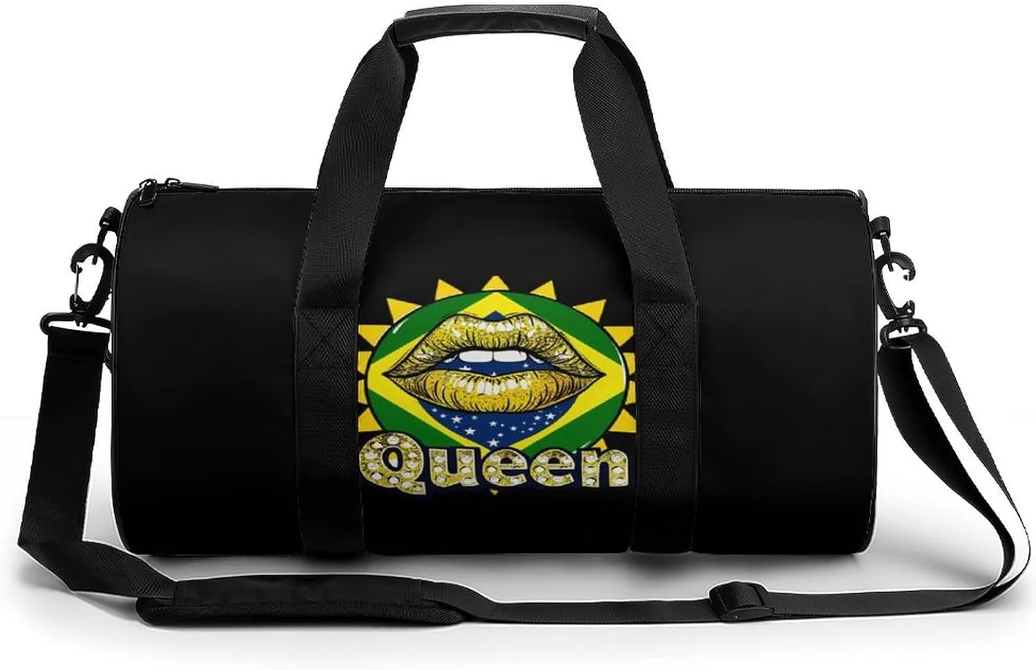 Brazilian Flag Lips Brazil Brazilian Queen Gym Bag Lightweight Duffel Bag Workout Bag Overnight Backpack Travel Bags for Men Women