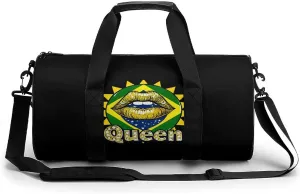 Brazilian Flag Lips Brazil Brazilian Queen Gym Bag Lightweight Duffel Bag Workout Bag Overnight Backpack Travel Bags for Men Women