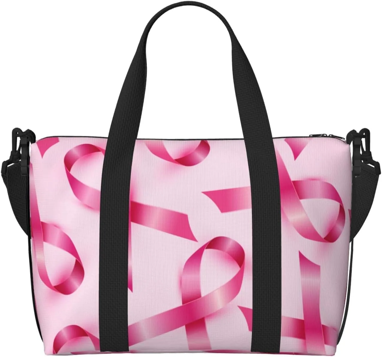 Breast Cancer Ribbons Awareness Travel Bag Weekender Bags for Women Men Carry on Overnight Bag Tote Bag Yoga Gym Bag With Adjustable Straps for Gym, Work, Personal Items