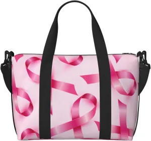 Breast Cancer Ribbons Awareness Travel Bag Weekender Bags for Women Men Carry on Overnight Bag Tote Bag Yoga Gym Bag With Adjustable Straps for Gym, Work, Personal Items