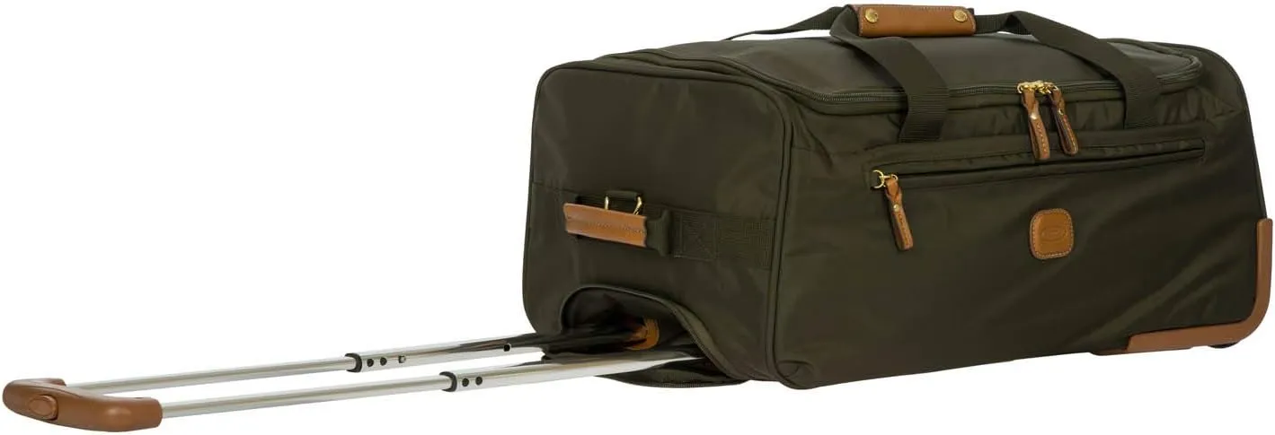 Bric's X-Bag Rolling Duffel Bag - 21 Inch Carry On Travel Bag for Men and Women - Luxury Weekender Luggage - Olive