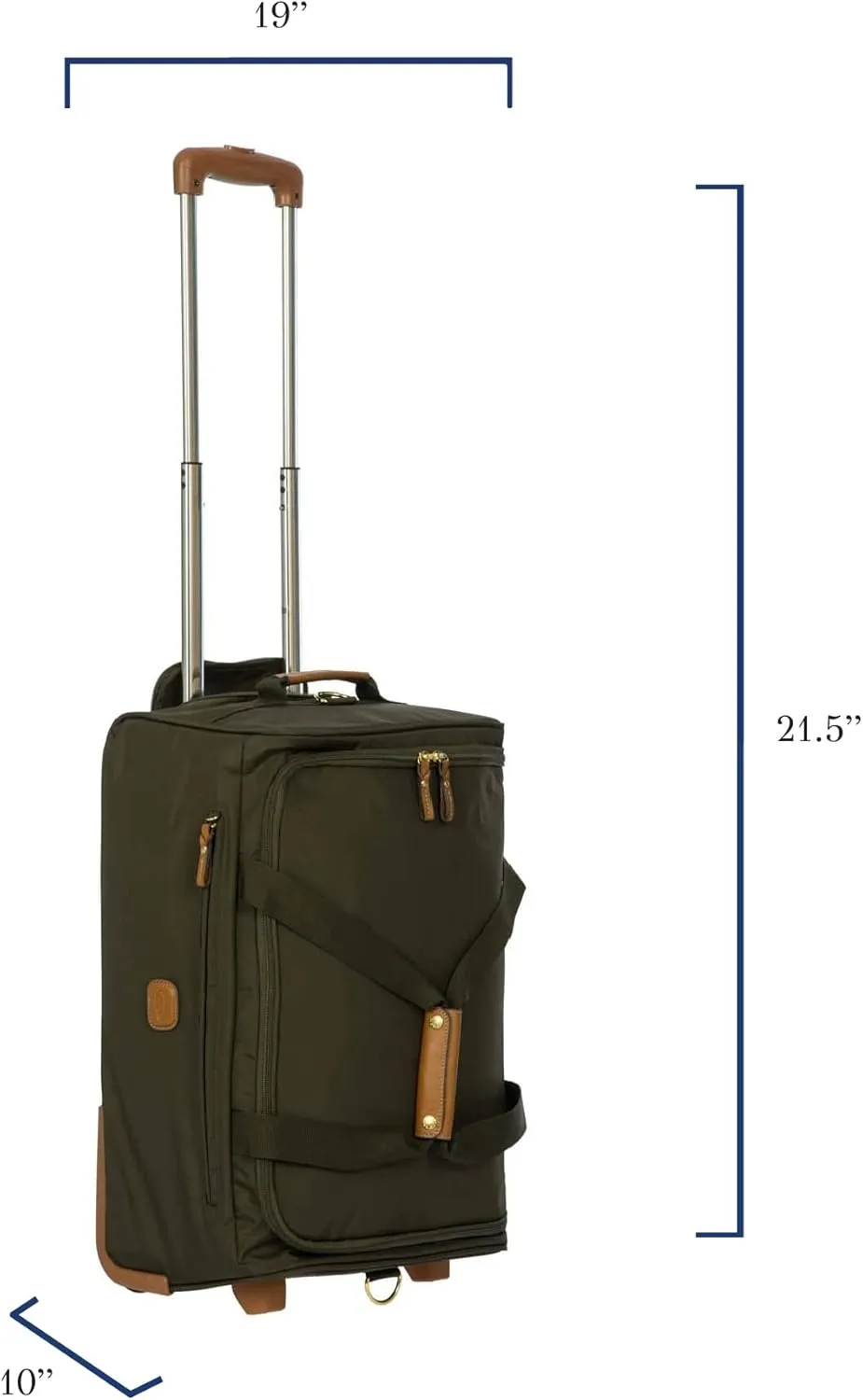 Bric's X-Bag Rolling Duffel Bag - 21 Inch Carry On Travel Bag for Men and Women - Luxury Weekender Luggage - Olive